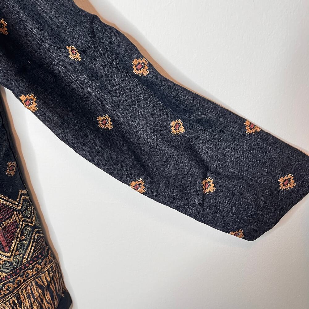 Vintage J.B.S Boho Embroidered Open Front Jacket Blazer Tribal Ethnic Cardigan - Picture 7 of 12